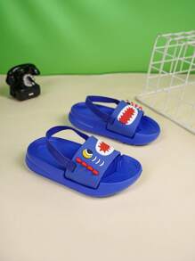 Baby Boys Shark Design Slingback Slippers - Royal Blue - View 3