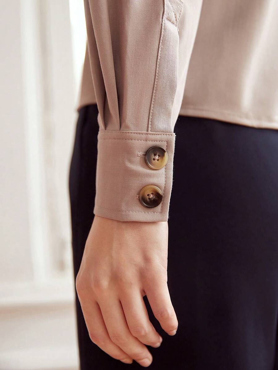 MOTF PREMIUM 羊毛混紡泡泡袖上衣 - 卡其色 - 查看 2