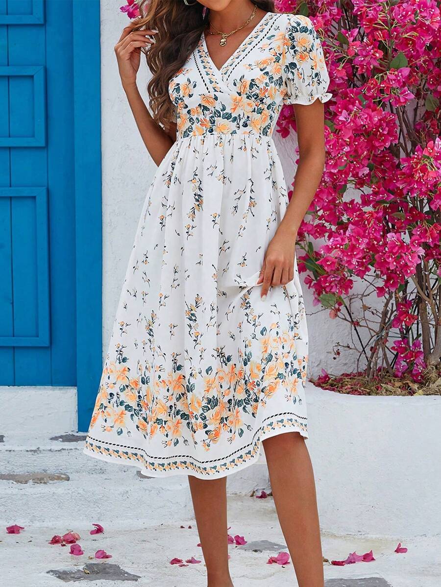 SHEIN Unity 1入組印花泡泡袖連衣裙 - 彩色 - 查看 1