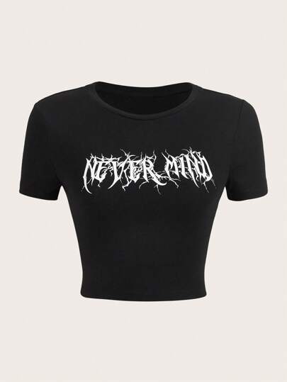 SHEIN EZwear Letter Graphic Crop Tee