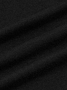 SHEIN EZwear 大碼字母圖案短款T恤 - 黑色 - 查看 3