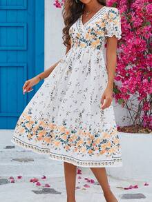 SHEIN Unity 1入組印花泡泡袖連衣裙 - 彩色 - 查看 3