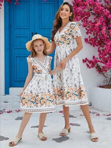 SHEIN Unity 1入組印花泡泡袖連衣裙 - 彩色 - 查看 5