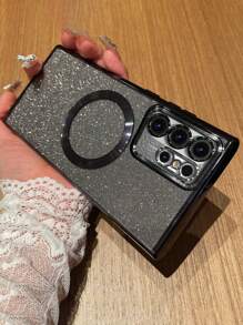 磁性金屬亮絲手機殼 - 黑色 - 查看 1