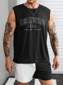 Manfinity Homme Áo thun & Áo lót Nam Lá thư Giải trí - màu đen - Xem 1