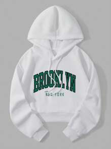 INAWLY 字母图案保暖连帽抽绳卫衣，长袖上衣，毕业季、返校季、毕业季、教师节女款，返校季套头衫，秋季卫衣 - 白色 - 查看 1