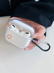 1pc Heart Print Transparent Airpods Case With Hook For AirPods1/2 AirPods Pro - Multicolor - View 1