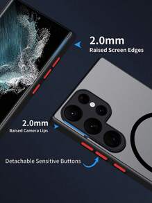 Hadaasi Black Magnetic Soft Touch Matte Contrast Color Button Phone Case Compatible With Samsung S25Ultra/S25Plus/S25/S25Edge A17 A07 And Apple 17pro/17promax/17Air/17/16pro/16promax/16plus/16/16E - Black - View 9