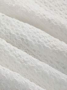 DAZY Solid Puff Sleeve A-line Dress - White - View 3