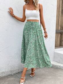 SHEIN Clasi Allover Floral Print Knot Waist Skirt