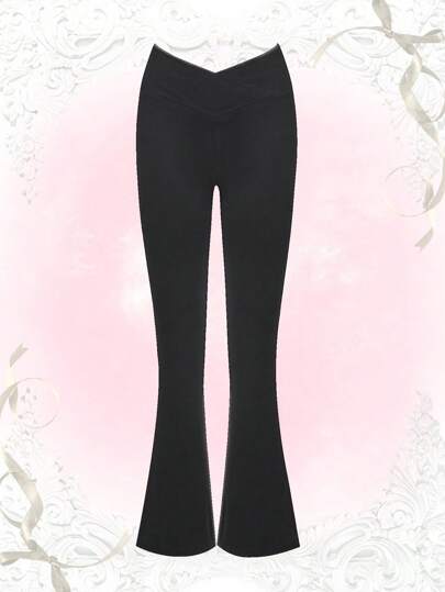 Pantalones de pierna acampanada sólidos