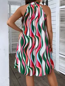 SHEIN Clasi Plus Allover Print Halter Neck Dress - Multicolor - View 2