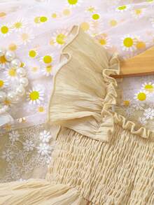 Baby Shirred Ruffle Hem Dress - Apricot - View 4