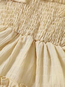 Baby Shirred Ruffle Hem Dress - Apricot - View 5