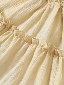 Baby Shirred Ruffle Hem Dress - Apricot - View 6