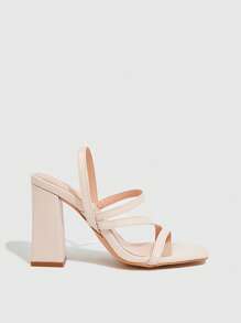 CUCCOO BIZCHIC Zapatos de mujer elegantes con correas múltiples y tacón grueso, sandalias de tiras beige elegantes para verano, graduación, fiesta de graduación, vacaciones, rebajas de verano, básicos elegantes, negocios casuales, negocios elegantes, Halloween, Navidad, otoño