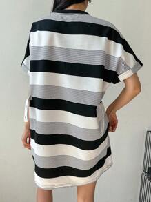 DAZY Đầm Sọc Giải trí - Đen và trắng - Xem 2