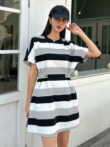 DAZY Đầm Sọc Giải trí - Đen và trắng - Xem 5