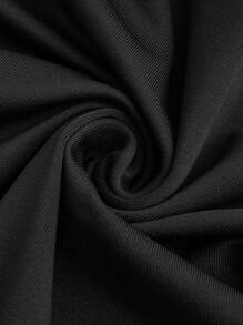 SHEIN ICON 素色不對稱抹胸上衣和側抽繩半身裙帶單袖 - 黑色 - 查看 3