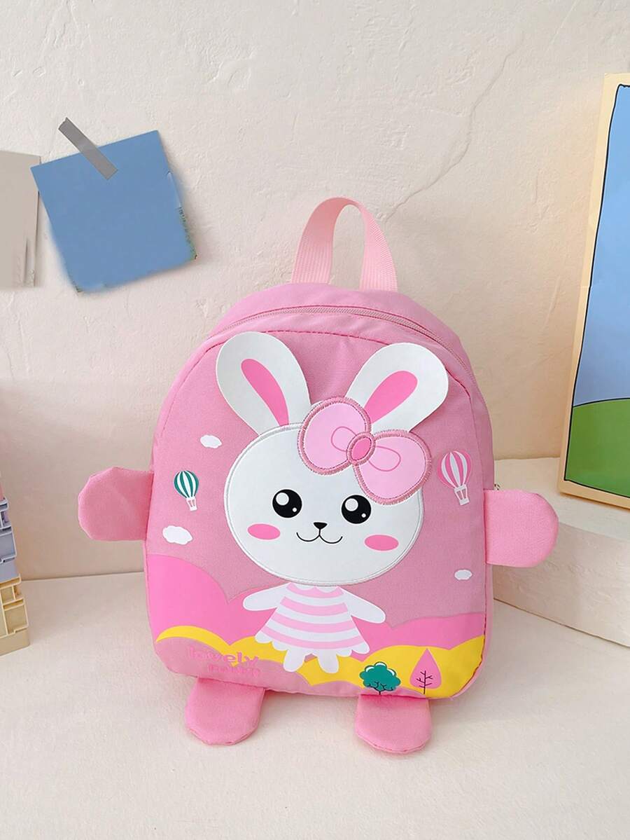 女孩兔子圖案防水拉鍊經典背包 - 彩色 - 查看 1