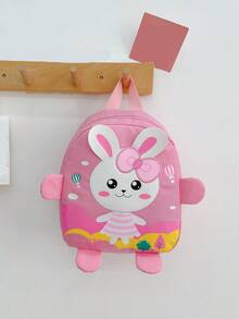 女孩兔子圖案防水拉鍊經典背包 - 彩色 - 查看 2
