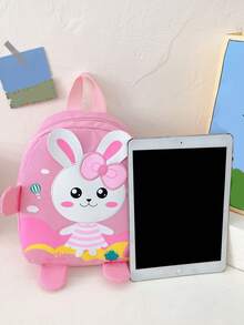 女孩兔子圖案防水拉鍊經典背包 - 彩色 - 查看 6