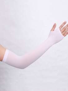 Sun Protective Anti UV 2pcs Sun Protection White Polyester Cycling Arm Sleeve - White - View 1