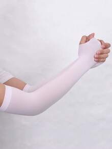 Sun Protective Anti UV 2pcs Sun Protection White Polyester Cycling Arm Sleeve - White - View 5