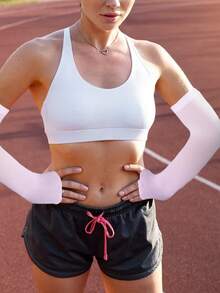 Sun Protective Anti UV 2pcs Sun Protection White Polyester Cycling Arm Sleeve - White - View 7