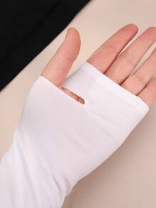 Sun Protective Anti UV 2pcs Sun Protection White Polyester Cycling Arm Sleeve - White - View 8