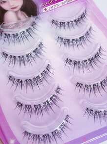 Manga Lashes, 10 piezas/set de pestañas postizas suaves con raíz claramente separada y diseño reutilizable para maquillaje de niñas,pestañas pestans extensiones de pestañas - Negro - Ver 2