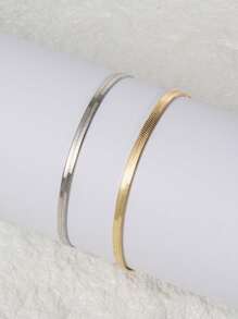 2 piezas/set Pulsera minimalista moda de acero inoxidable para mujeres para decoración diaria