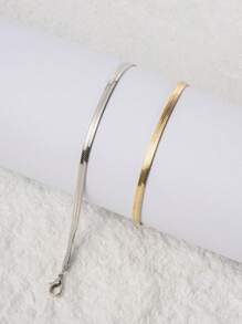2 piezas/set Pulsera minimalista moda de acero inoxidable para mujeres para decoración diaria
