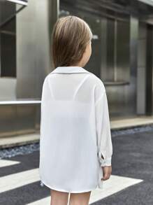 SHEIN Bambine Camicia monocolore spalle cadenti senza top con bretelle sottile