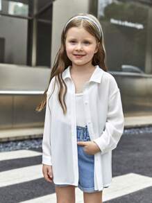 SHEIN Bambine Camicia monocolore spalle cadenti senza top con bretelle sottile