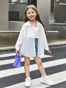 SHEIN Bambine Camicia monocolore spalle cadenti senza top con bretelle sottile