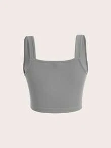 SHEIN ICON 拉鏈開襟短款背心 - 灰色 - 查看 2