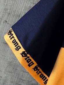 Manfinity Homme Hombres Camiseta con estampado de letra ribete en contraste - Multicolor - Ver 4