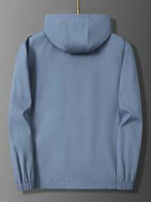 Hombres Cazadora con cremallera con capucha sin camiseta - Neblina azul - Ver 2