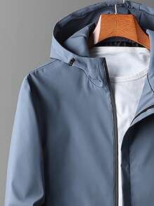 Hombres Cazadora con cremallera con capucha sin camiseta - Neblina azul - Ver 4