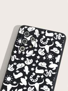 Ốp điện thoại họa tiết mũ và xương rồng - Đen và trắng - Xem 5