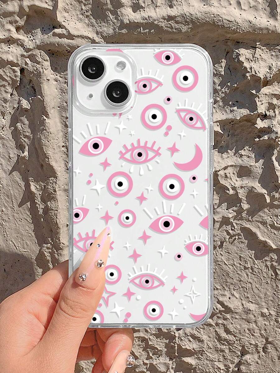 Eye Print Clear Phone Case - Multicolor - View 1