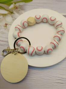 1入組女士棒球串珠和圓形吊飾鑰匙圈適用於日常 - 彩色 - 查看 2