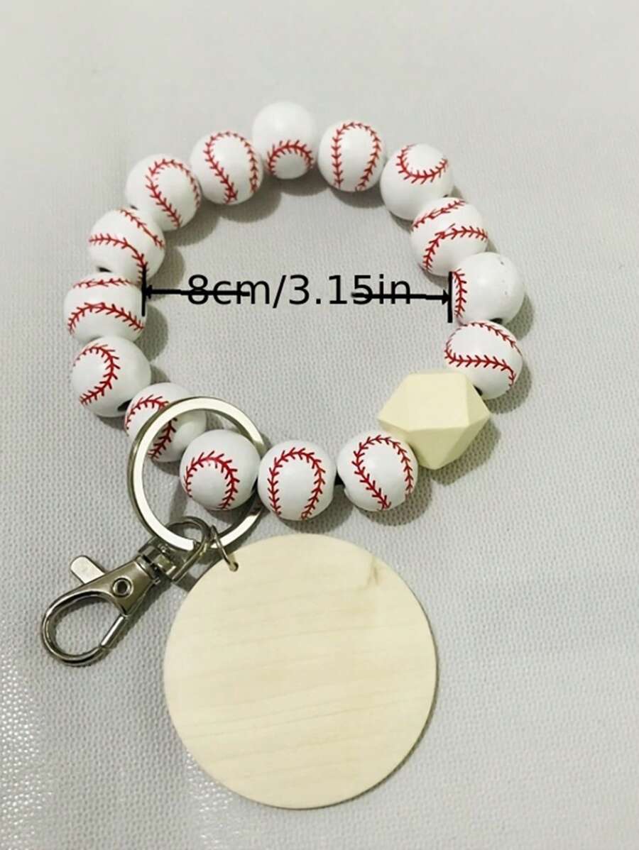 1入組女士棒球串珠和圓形吊飾鑰匙圈適用於日常 - 彩色 - 查看 1