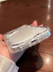 1pc Minimalist Transparent 3D Wavy Edged Full Coverage Creative Shockproof Phone Case Compatible With Apple X/11/12/13/14/15/Pro Waterproof Anti-Fall Scratch Resistant - Clear - View 4