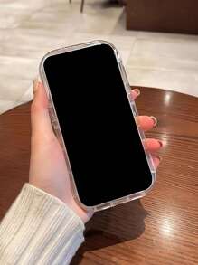 1pc Minimalist Transparent 3D Wavy Edged Full Coverage Creative Shockproof Phone Case Compatible With Apple X/11/12/13/14/15/Pro Waterproof Anti-Fall Scratch Resistant - Clear - View 6