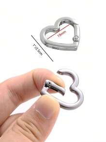 Móc khóa lò xo hình trái tim bằng kim loại có thể mở được Carabiner Móc chìa khóa Túi móc khóa xích cho chó Phụ kiện DIY Phụ kiện thay thế có thể tái sử dụng Phụ kiện túi xách Túi tote Ba lô Valentine - Bạc - Xem 2