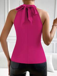 Allurite Keyhole Back Sequin Halter Top - Hot Pink - View 2