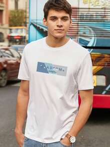 Men Letter Graphic Tee - White - View 1
