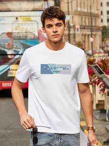 Men Letter Graphic Tee - White - View 4
